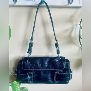 Franco Sarto Vintage Black Leather 
 Shoulder Bag